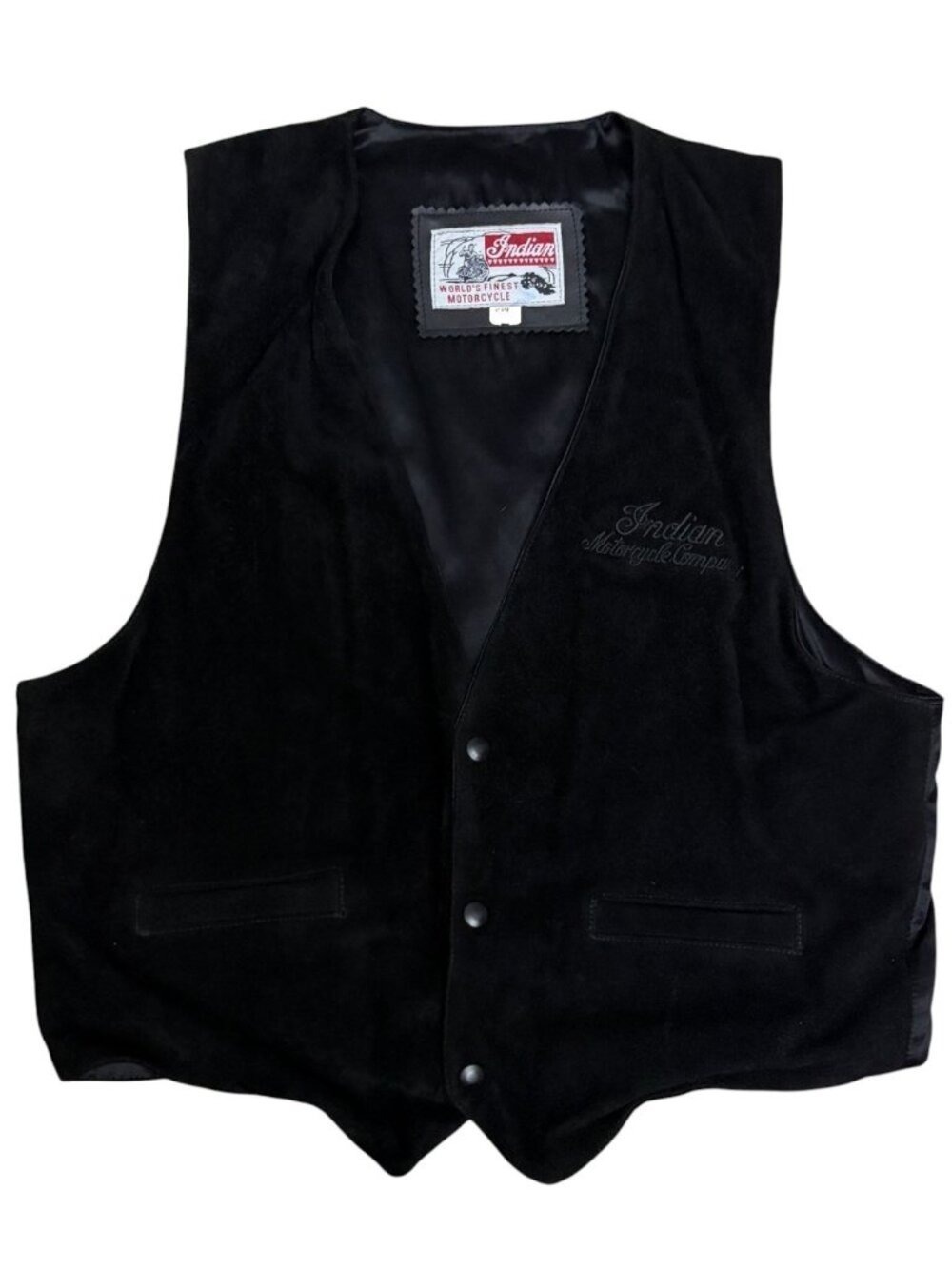 RARE INDIAN MOTORCYCLES Vintage Leather Vest Biker Black Retro Collectible Large